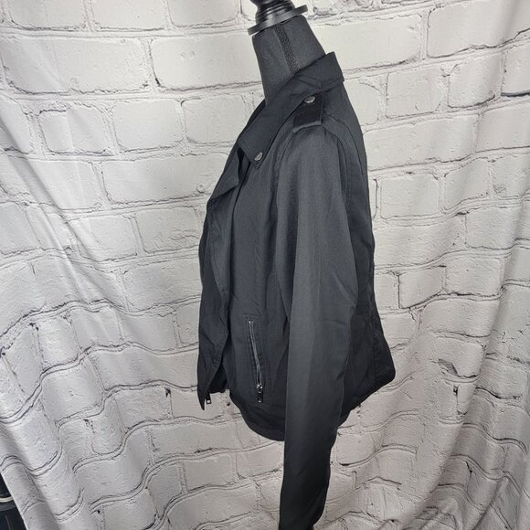 Who What Wear Black Drapey Moto Jacket Asymmetrical Zipper Interview Women's‎ L - Picture 5 of 8